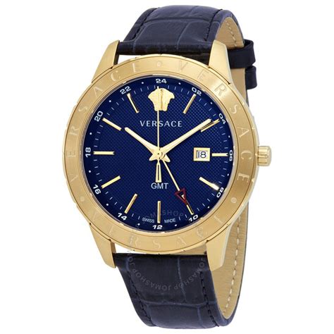 versace univers blue dial men's watch|Versace Univers GMT Blue Dial Blue Leather Men's Watch .